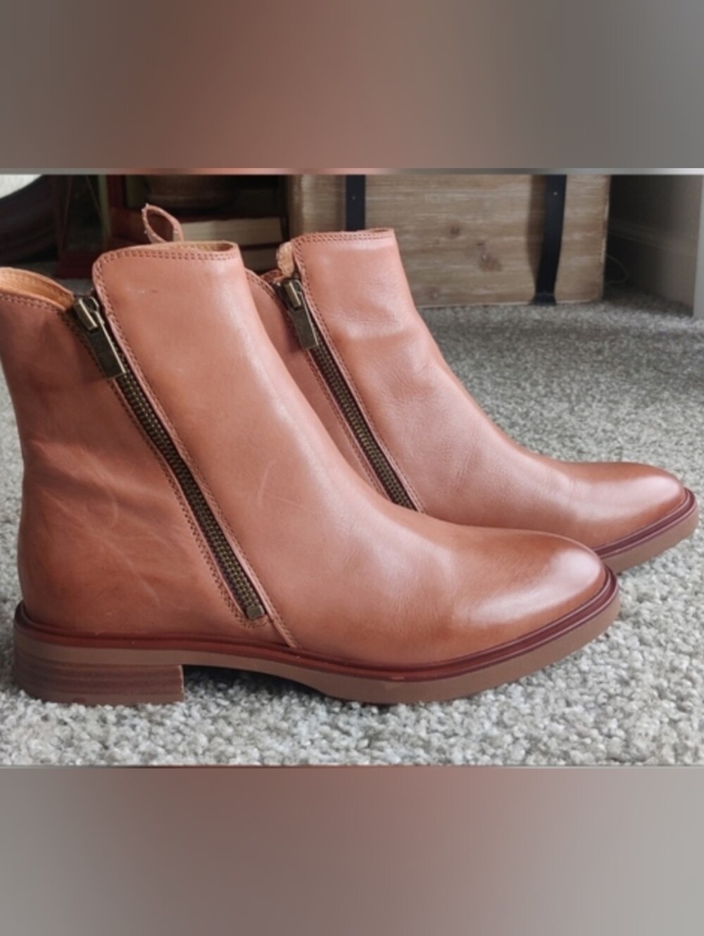 NWT Tan Leather Ankle Boot EU 38 (Size 8)